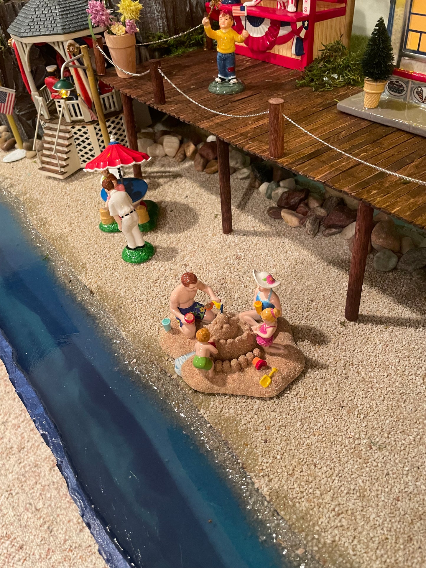 Custom made Beach & Boardwalk Scene - Includes all Department 56 Houses/Accessories